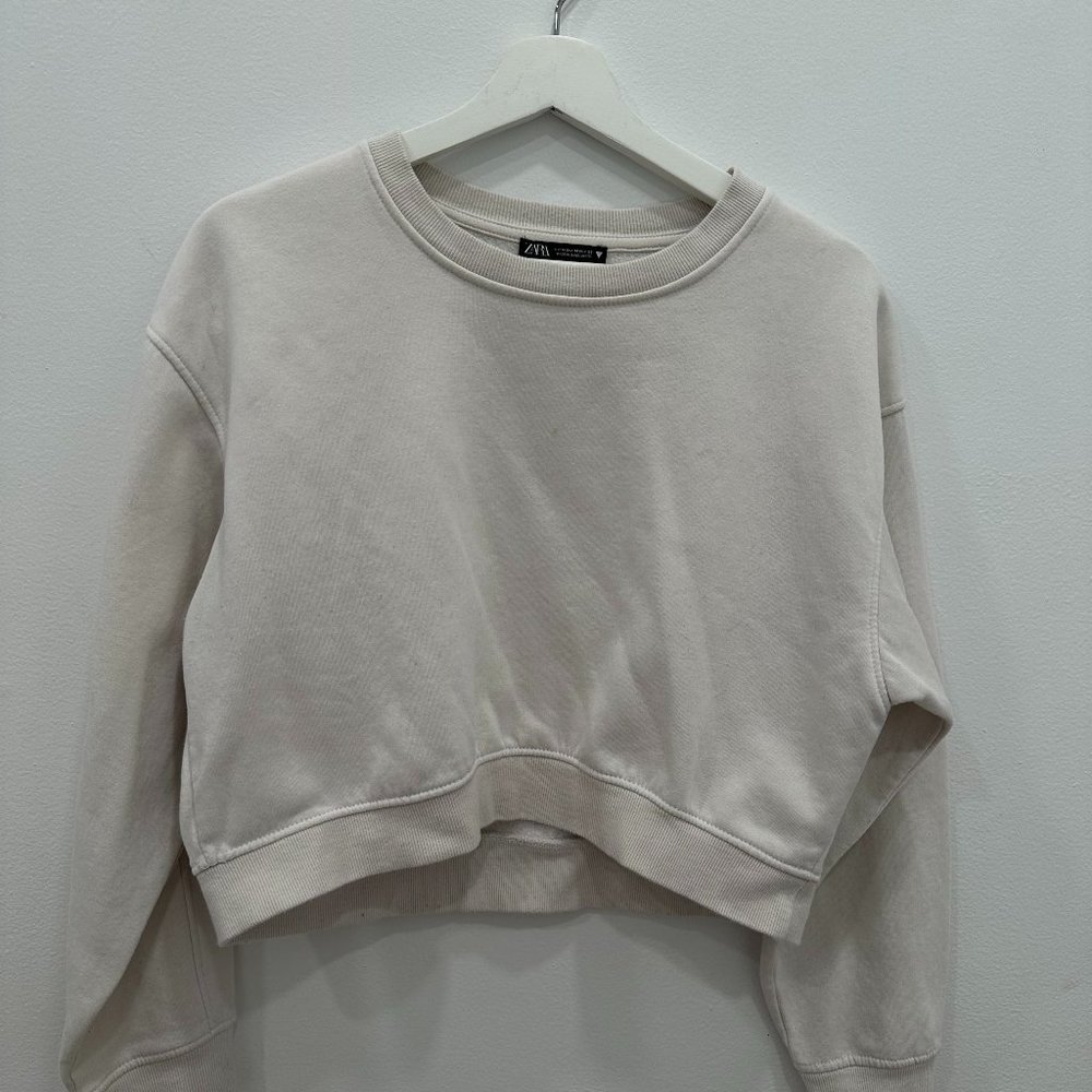 ZARA Women Beige Sweatshirt Sweater Comfy Trendy